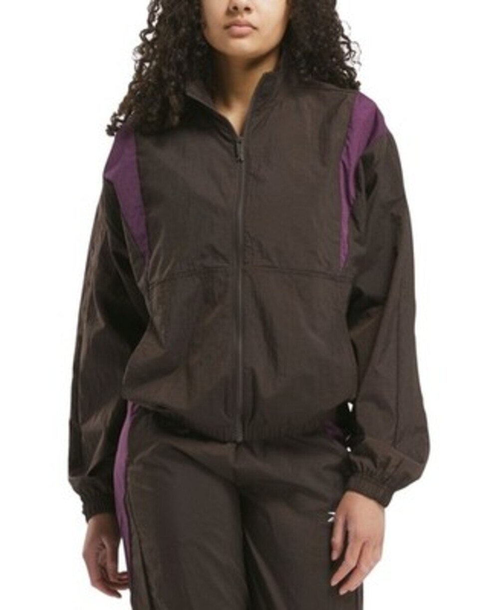 Reebok Graphic Colorblocking Woven Jacket Women's Small Brown Long Sleeve